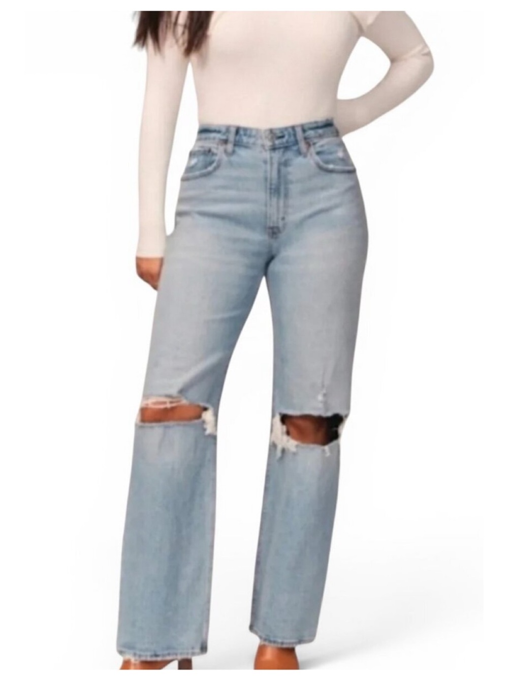 Abercrombie & Fitch 90s Straight Ultra High Rise Curve Love Jeans 30 Blue